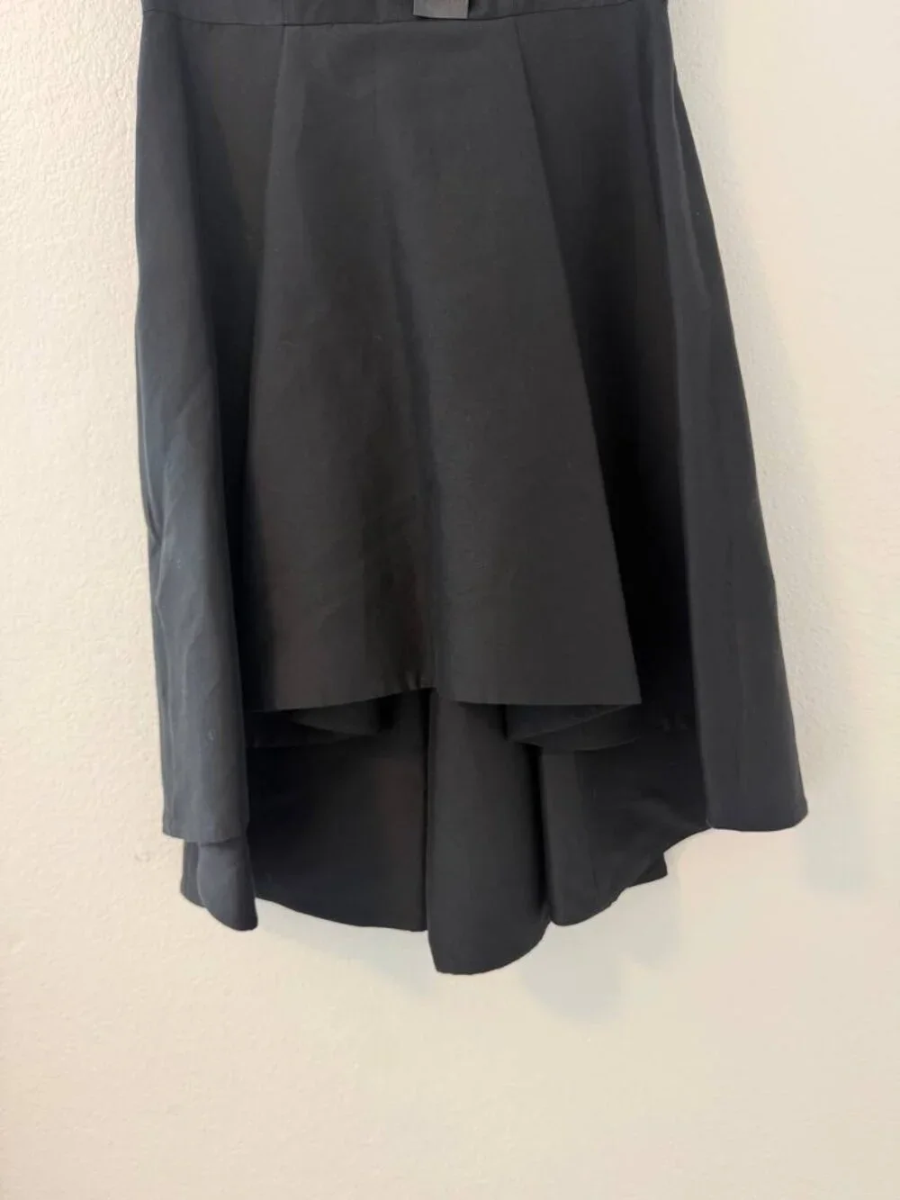 NWT Halston Heritage Women's Black V-Neck Cotton Silk High-Low Dress Size 10